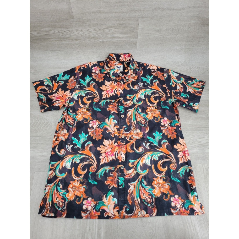 Yume Hawaiian Aloha Shirt Men's L Floral Button Up Multicolor Cotton